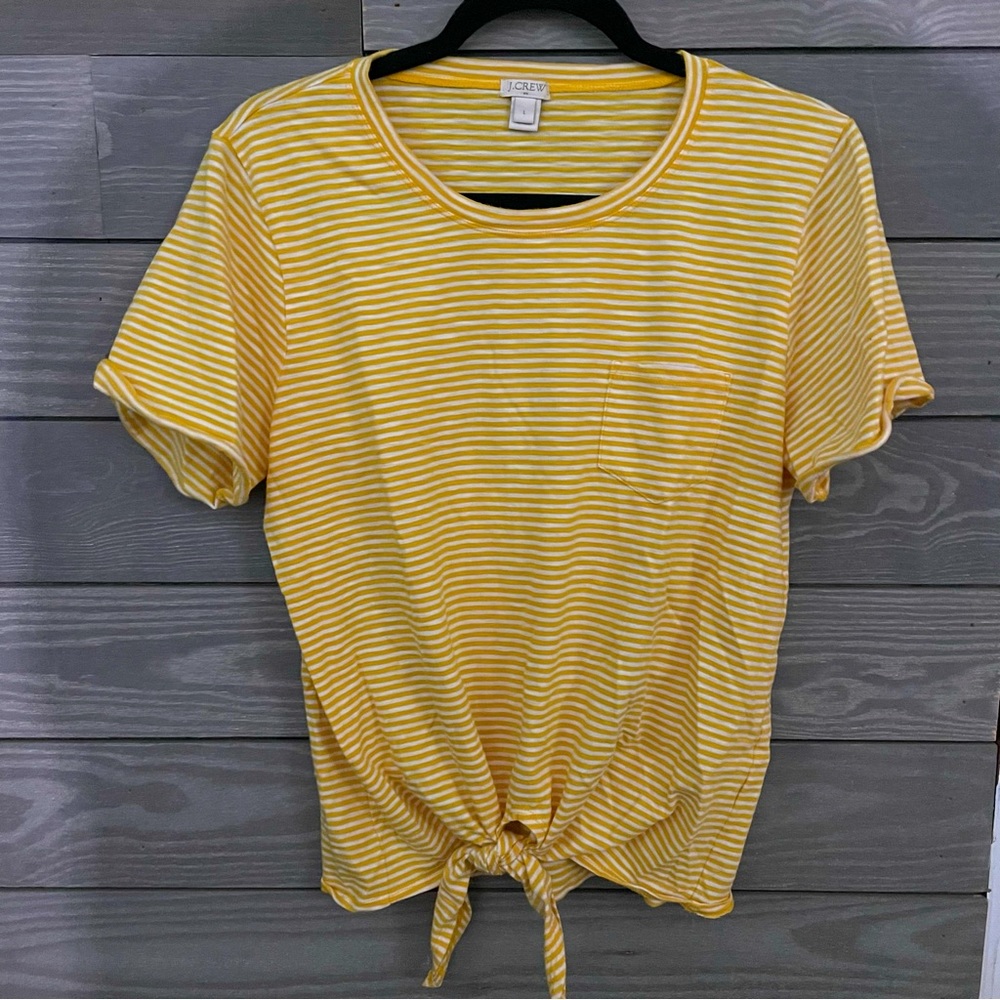 J.CREW YELLOW + WHITE STRIPED T-SHIRT